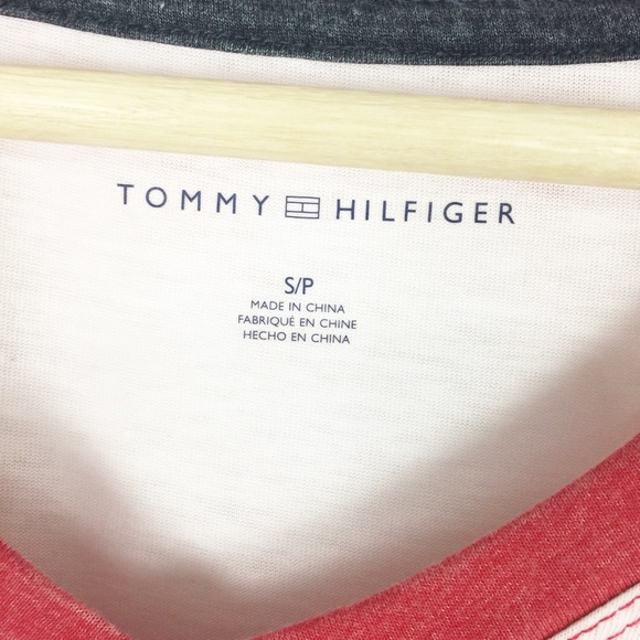Tommy Hilfiger Red Stripe V Neck Shirt S - Picture 5 of 6